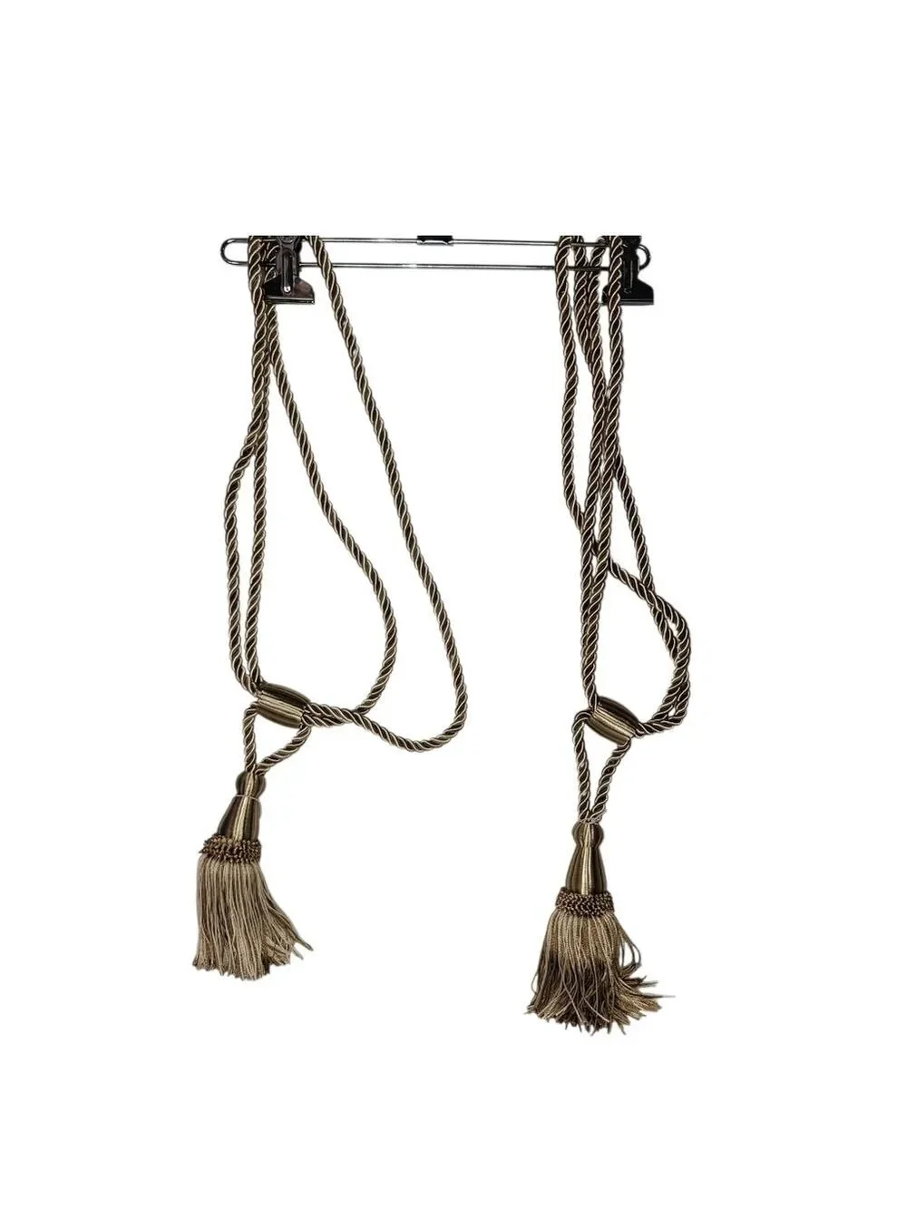 NEW Rope And Tassel Tie Backs For Window Curtains Drapes Set Of 2 Gold Ivory